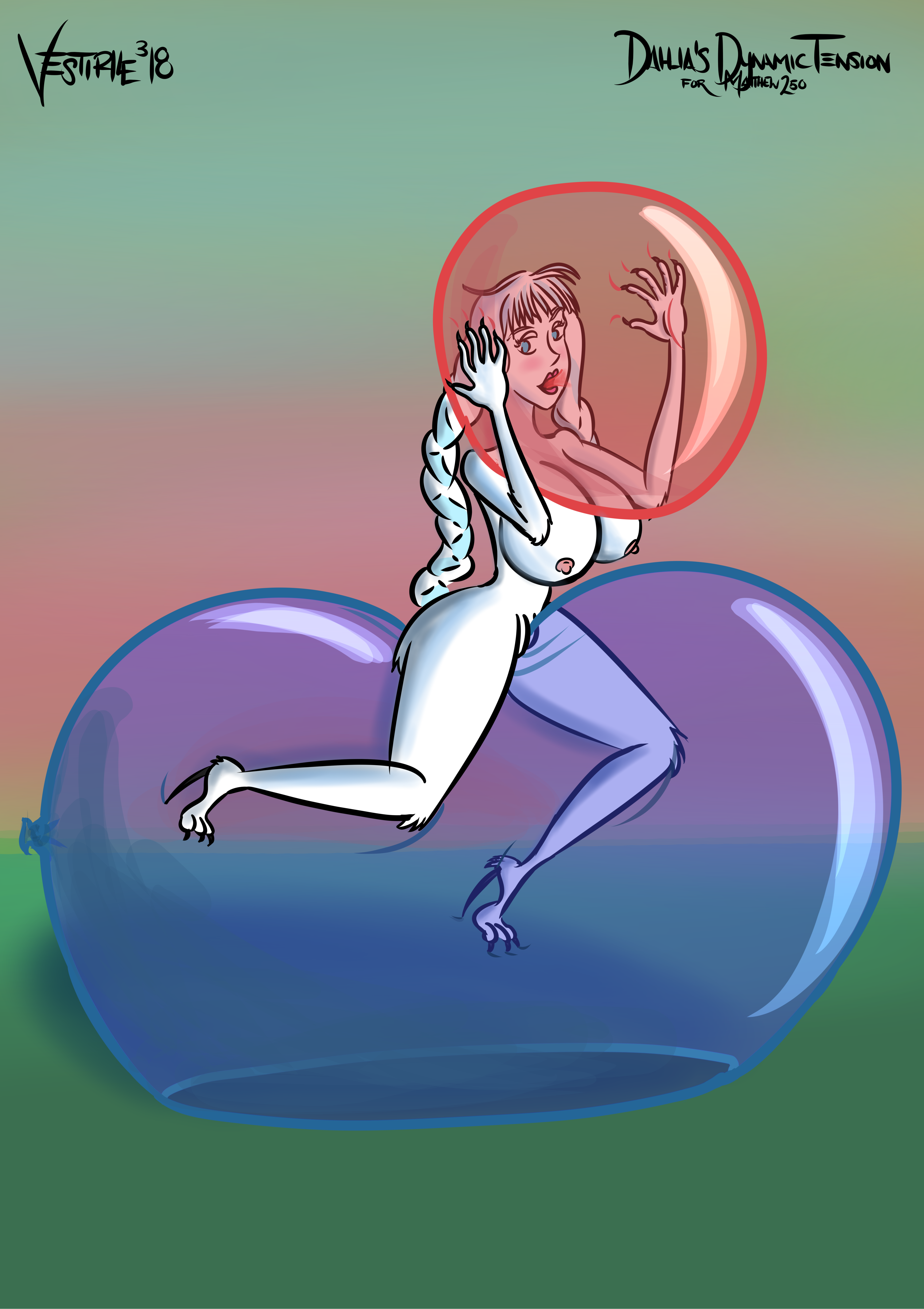 Dahlia and balloons for Matthew250 Drawn by Vestiphile 2018-19